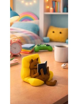 Frefly Store Razmo Kitap Okuyan Kedi Objesi Araç Torpido ve Masaüstü Dekoru Ev Dekorasyonu Hediye Alternatifi