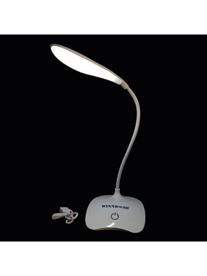 Frefly Store Sanec USB Şarj Olabilen 360 Derece Oynar Başlıklı Beyaz Işıklı Dokunmatik Dimmerli LED Aydınlatmal