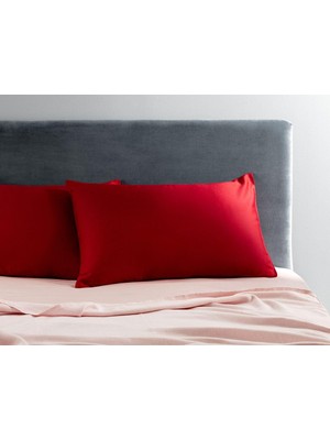 Frefly Store Madame Coco CIEL%100 Pamuk Saten 2'li Yastık Kılıfı, Kırmızı, 50 x 70