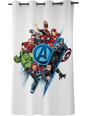 Frefly Store Taç Lisanslı Avengers Düz Pamuk Saten Hazır Perde, Çok Renkli, Tekli