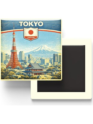 Frefly Store Retro Japonya Tokyo Şehri Temalı Vintage Buzdolap Magneti – 9x9 cm