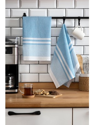 Frefly Store Vionel Home 2'li Mutfak Kurulama BEZI,%100 Pamuk Yüksek Su Emici, Beslenme Örtüsü, Çok Amaçlı Servis Peçetesi 45X60CM (Mavi)