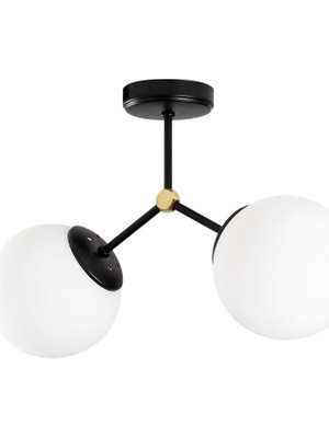 Frefly Store Amber LED Şık Metal Gövdeli Plafönyer, Antre ve Kütüphane Için E27 Uyumlu, SIYAH-6331