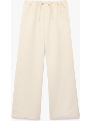 Frefly Store Düğmeli Modal Karışımlı Geniş Paça Pantolon