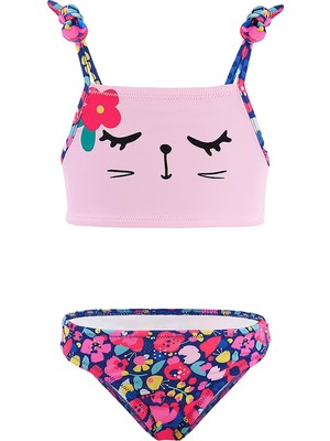 Frefly Store Çiçekli Kedi Kız Çocuk Bikini