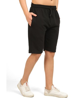 Frefly Store Metalıc Comeor Erkek Spor Şortu, Kısa Pantolon, Erkek Koşu Şortu, Pamuk Şort, Siyah, L