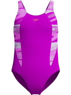 Frefly Store Speedo Hyperboom Splice Muscleback Kız Çocuk Yüzücü Mayosu, 13-14 Yaş, 8-00372918627, Pembe, Kız Çocuk