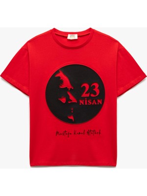 Frefly Store Koton Pamuklu Atatürk Baskılı Bisiklet Yaka Kısa Kollu Tişört