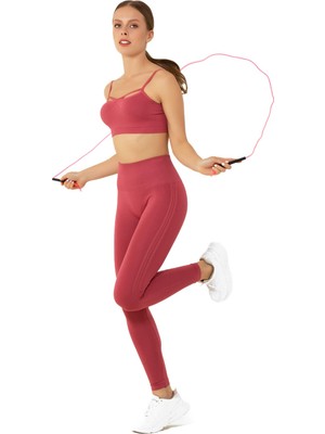 Frefly Store Miofit Yoga & Pilates Yüksek Bel Toparlayıcı Seamless Spor Tayt Rose S-M