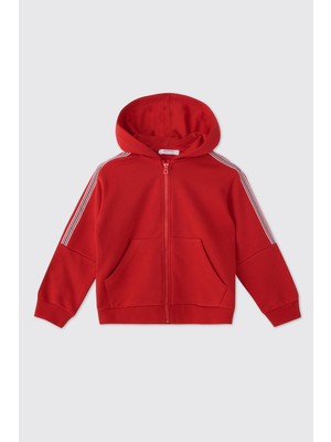 Frefly Store Panço Erkek Çocuk Fermuarlı Kırmızı Sweatshirt
