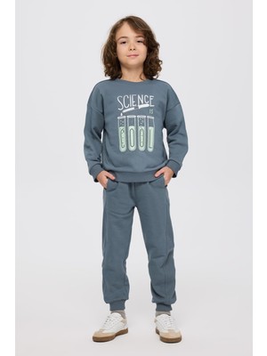 Frefly Store Erkek Çocuk Baskılı Petrol Sweatshirt 8 Yaş (128 Cm)