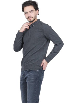 Frefly Store Raymons Erkek Desenli Polo Yaka Triko Sweat 6782258 Siyah