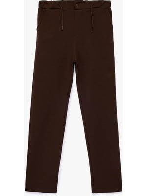 Frefly Store Beli Bağcıklı Pamuklu Şardonlu Pantolon Görünümlü Eşofman Altı