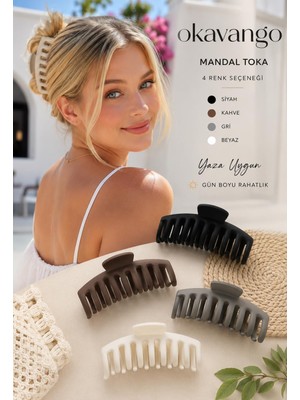 Frefly Store Mandal Toka Kadın Siyah Kahve Kadın Çocuk Mandal Toka (11CM) 4'lü Set