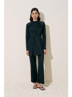 Frefly Store Düğüm Detaylı Tulum Mayo Siyah