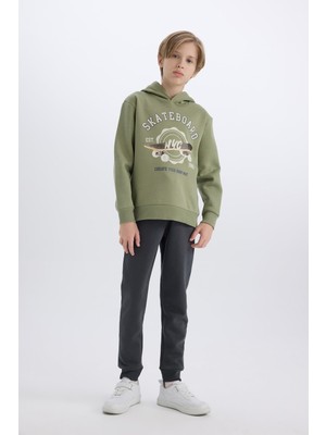 Frefly Store Defacto Erkek Çocuk 2'li Takım Kapüşonlu Baskılı Sweatshirt Beli Paçası Lastikli Eşofman Altı D3601A824WN