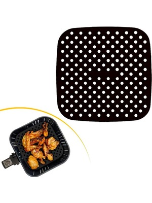 Frefly Store Buffer® Renkli Isıya Dayanıklı Yıkanılabilir Silikon Fırın ve Airfryer Kare Model Pişirme Matı 21,5 cm (Kırmızı)