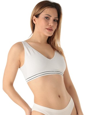 Frefly Store Doremi Seamless Kalın Askılı Büstiyer Crop Top Beyaz S-M