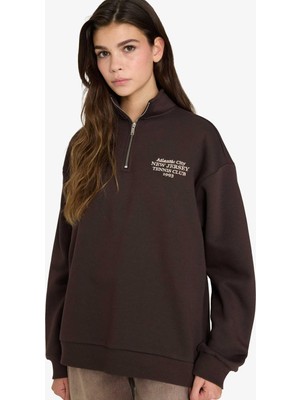 Frefly Store Defacto Oversize Geniş Kalıp Yarım Fermuarlı Baskılı Sweatshirt G3716AX25WN