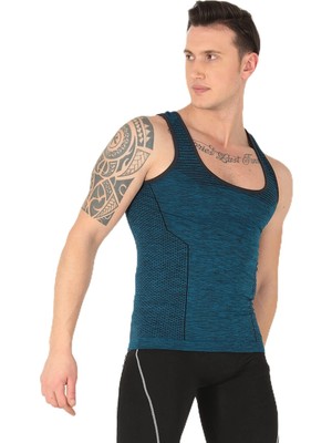 Frefly Store Sporcu Gym Seamless Dikişsiz T-Shirt Petrol Mavisi L-Xl