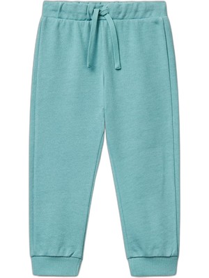 Frefly Store Benetton Erkek Çocuk Gri-Yeşil Arka Cebi Logo Eşofman Altı