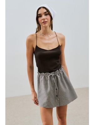 Frefly Store Pötikare Şort Etek Kahverengi