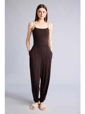 Frefly Store Defacto Wide Leg Çift Cepli Beli Lastikli Standart Boy Keten Karışımlı Eşofman Altı H2418AX26SP