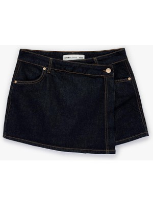 Frefly Store Rahat Kalıp Kruvaze Mini Denim Şort Etek