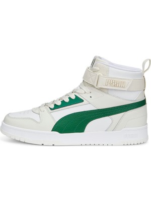 Frefly Store Puma Rbd Erkek Spor Ayakkabısı, Puma Beyaz Vine Vapor Gri Puma Altın, 45 Eu