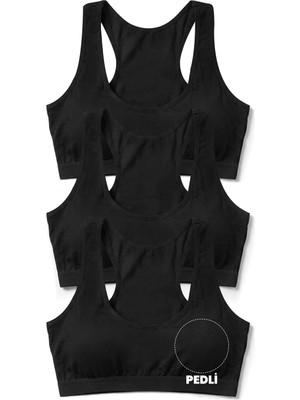 Frefly Store Öts Kız Çocuk 3’lü Pamuklu Büstiyer Kalın Askılı Sporcu Kesim Pedli Destekleyici Yapı (6400-3), Siyah, 13-14 Yaş