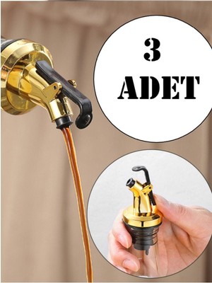 Frefly Store Albergio Gold Damlatmaz Yağlık Yağdanlık Tıpası Kapaklı Şişe Ucu Servis Aparatı 3 Lü Altın