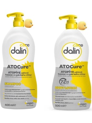 Frefly Store Dalin Care Atocure 2'li Set, Şampuan 400ML & Vücut Losyonu 500ML, Atopik Cilt Bakım
