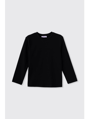Frefly Store Kız Çocuk Uzun Kollu Siyah Tişört 7 Yaş (122 Cm)