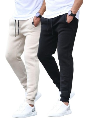 Frefly Store Madmext Bej/siyah Basic 2'li Paket Erkek Eşofman Altı E7444,BEJ/SIYAH M