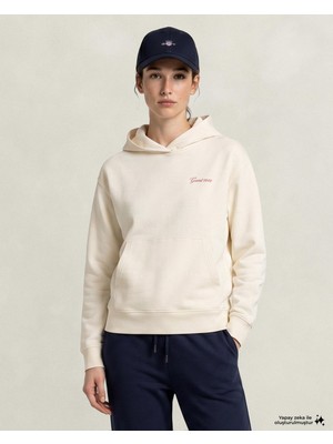 Frefly Store Gant Kadın Krem Regular Fit Kapüşonlu Sweatshirt