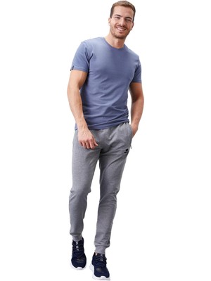 Frefly Store Gri Melanj Fermuar Cepli Dar Kalıp Jogger Erkek Eşofman Alt - 84343