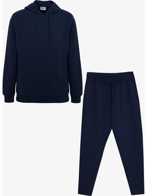 Frefly Store Ac&co/altınyıldız Classics Erkek Lacivert Pamuklu Alt Üst 2'li Takım Kapüşonlu Kanguru Cepli Standart Fit Normal Kesim