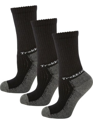 Frefly Store Thermoform Trekking Extra Dolgulu, Darbe Emici Kışlık Unisex Çocuk Çorap, 3'lü Paket, Siyah, 27-30 Beden