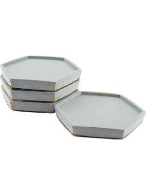 Frefly Store Bubigo Beton Bardak Altlığı Gri Mantar Tabanlı 4'lü Set 11,5 x 10 x 1,5 cm BTNMS-2018208 Btg-76