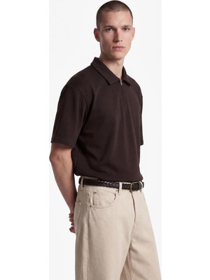 Frefly Store Pamuklu Regular Fit Kısa Kollu Yarım Fermuarlı Tişört