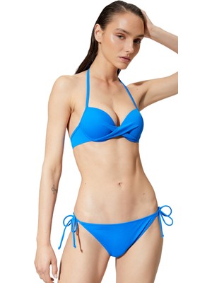 Frefly Store Koton Kadın Bağlama Detaylı Bikini Alt, Mavi (602), 34
