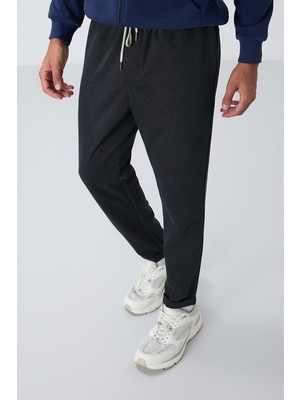 Frefly Store Tommylıfe Koyu Gri Yüzeyi Dokulu Standart Fit Erkek Eşofman Alt - 82154