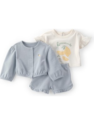 Frefly Store Carter's Bebek Kız 3'lü Kısa Takım, Mavi Limonata, 6 Ay