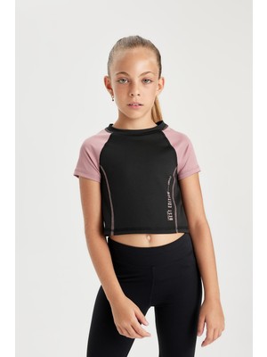 Frefly Store Defacto Kız Çocuk Slim Fit Dar Kesim Bisiklet Yaka Baskılı Kısa Kollu Tişört D0313A824AU