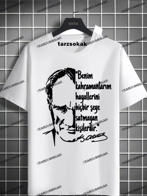 Frefly Store Tarzsokak Unisex Bay Çocuk T-Shirt Atatürk Cumhrutiyet 23 Nisan 10 Kasım 29 Ekim Kod:26, Beyaz, L