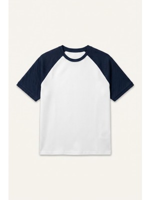 Frefly Store Defacto Boxy Fit Bisiklet Yaka Baskılı Waffle Kısa Kollu Tişört H8422AX26 Au