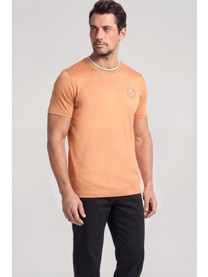 Frefly Store Erkek Kısa Kol Bisiklet Yaka Rahat Kesim Turuncu T-Shirt 26411064A-231
