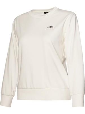 Frefly Store Hummel Elfin Kadın Beyaz Bisiklet Yaka Sweatshirt, M