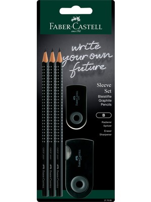 Frefly Store Faber-Castell Kol Seti Siyah - 3 x Grip 2001 B Kalem, 1 x Kol Mini Silgi, 1 x Kol Ikili Bileme Kutusu