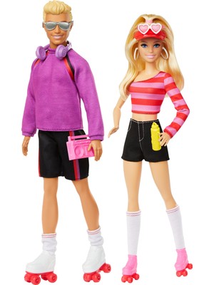 Frefly Store Barbie & Ken 65. Yıl 2'li Parti Bebekler Barbie & Ken 65. Yıl 2'li Parti Bebekler ve 6 Aksesuarlı Set, Paten Teması, 65. Yıl Dönümü HXK90